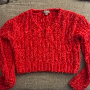 Cable Knit Red Sweater